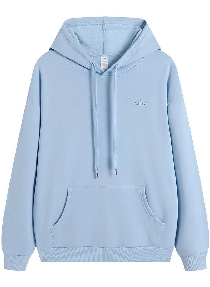 Alo Yoga Alo Unisex American Vintage Hoodie - Solid Color Loose Fit Cotton Hooded Sweatshirt for Casual & Sport Wear - Image 1